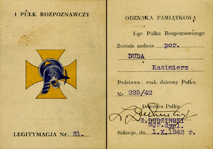Insigne commémoratif du 1er régiment de reconnaissance - 1942
