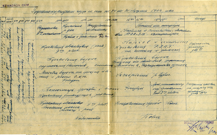 Page originale agenda de formation - du 24 au 30 janvier 1944